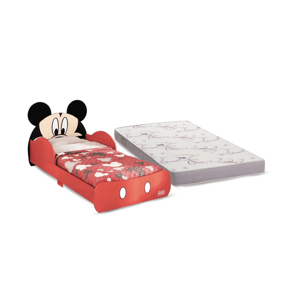 Kit – Mini Cama Mickey Disney + Colchão Minicama Ortobom Physical Resistente – 70x150x12cm