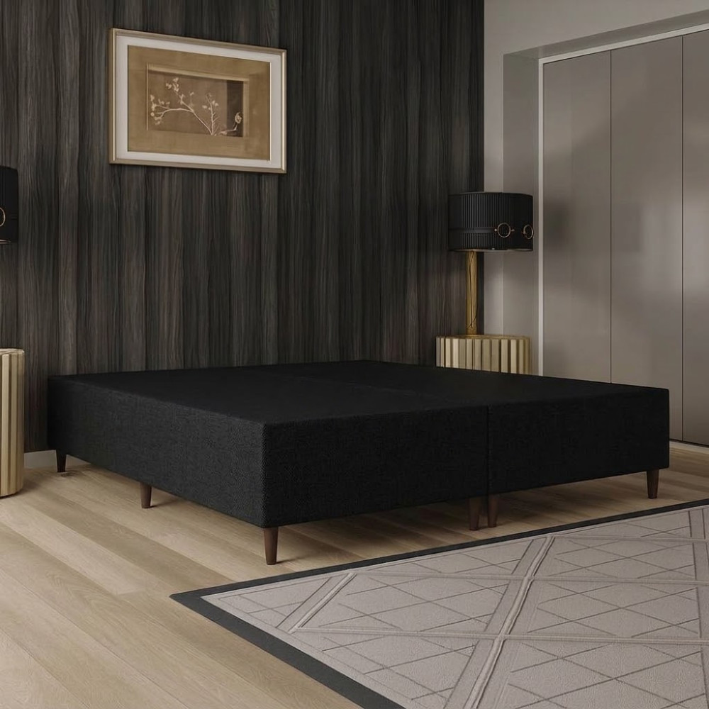 Base Box Queen Bipartido 79x198 Courino  - Preto