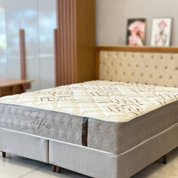 Colchão Queen Molejo Life c/ Molas ensacadas 158x198x33cm + Base Box Queen life 158x198x25 - Bege