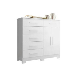 Cômoda Xangai 2 Portas 6 Gavetas - Branco Cômoda Xangai 2 Portas 6 Gavetas - Branco