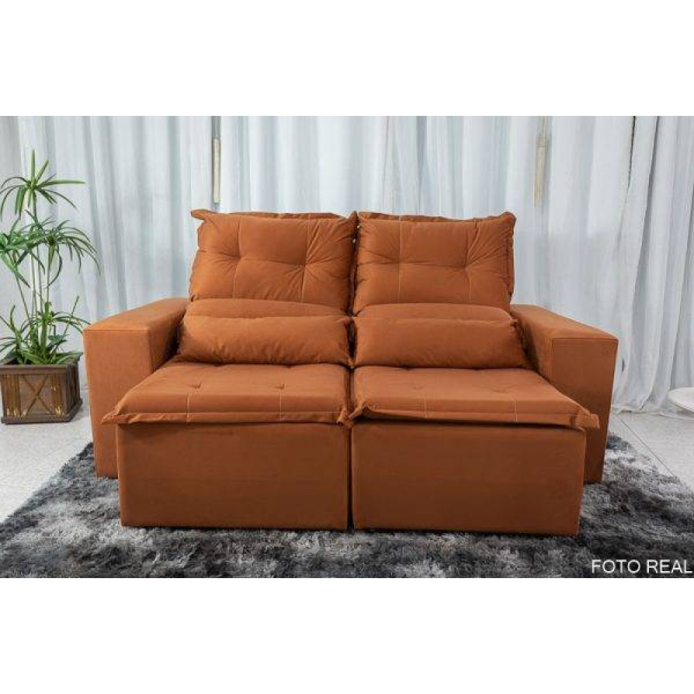 Sofá Retrátil e Reclinável 3 Lugares Beatriz – Terracota