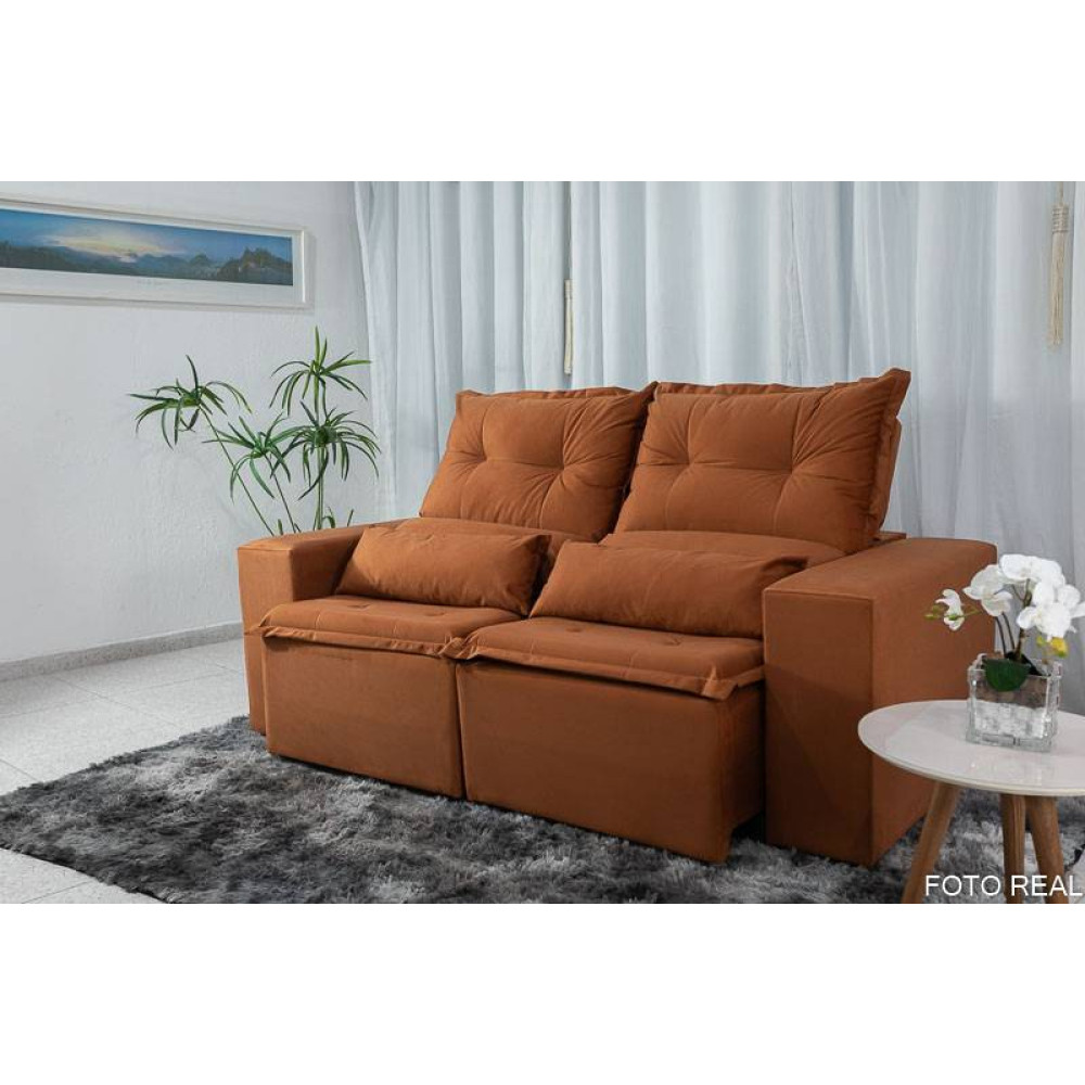 Sofá Retrátil e Reclinável 3 Lugares Beatriz – Terracota