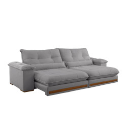 Sofá Qatar Retrátil Reclinável 2,50m - Veludo Prata