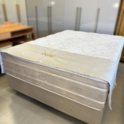 Colchão Casal Molejo Cristal c/ Molas ensacadas 138x188x36cm + Base Box Casal Cristal 138x188x25 - Bege