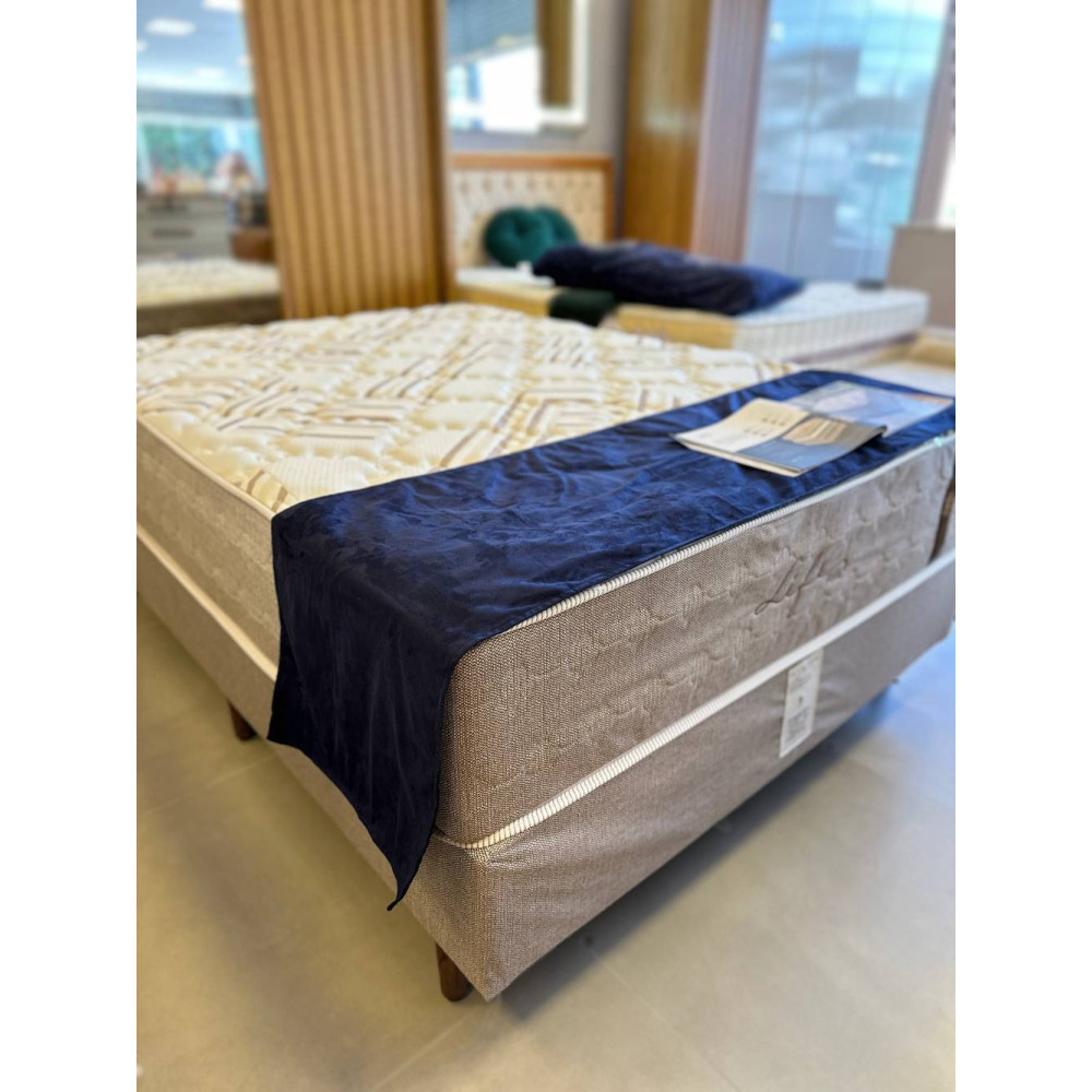 Colchão Casal Molejo Life c/ Molas ensacadas 138x188x33cm + Base Box Casal Life 138x188x25 - Bege