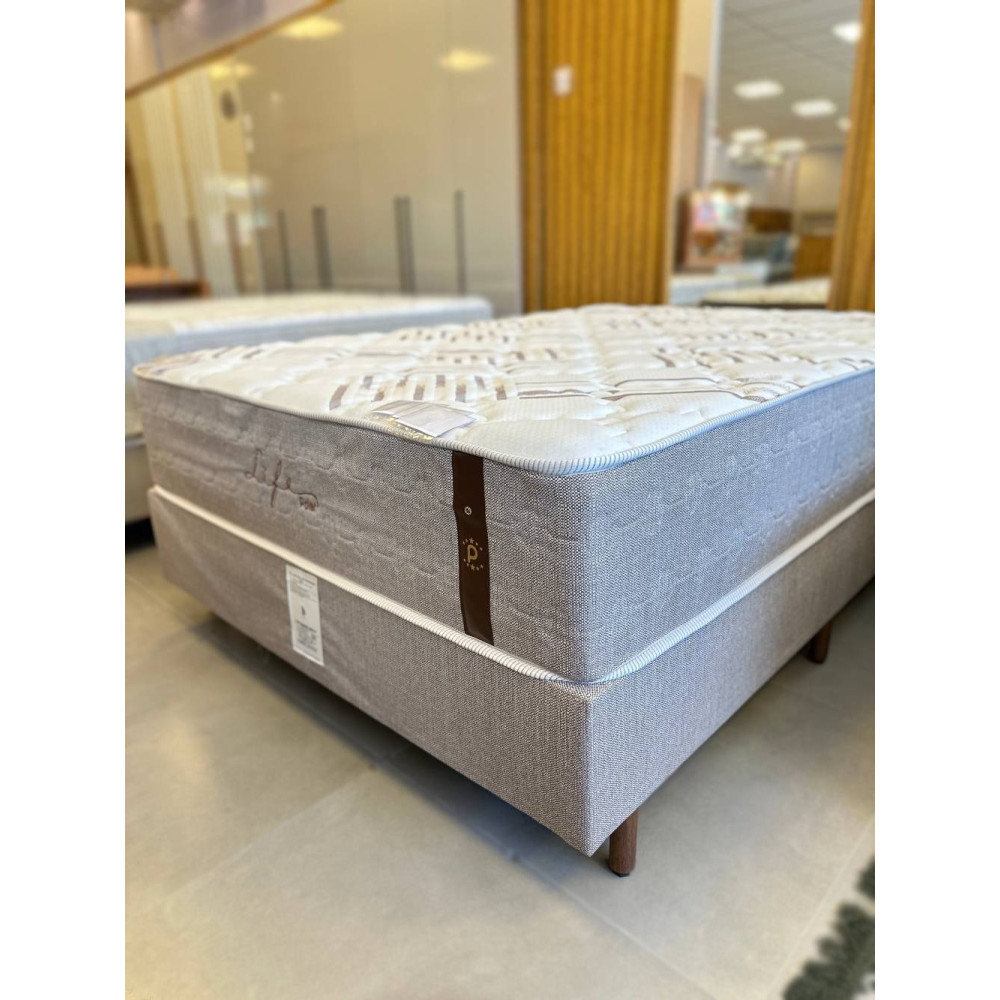 Colchão Casal Molejo Life c/ Molas ensacadas 138x188x33cm + Base Box Casal Life 138x188x25 - Bege