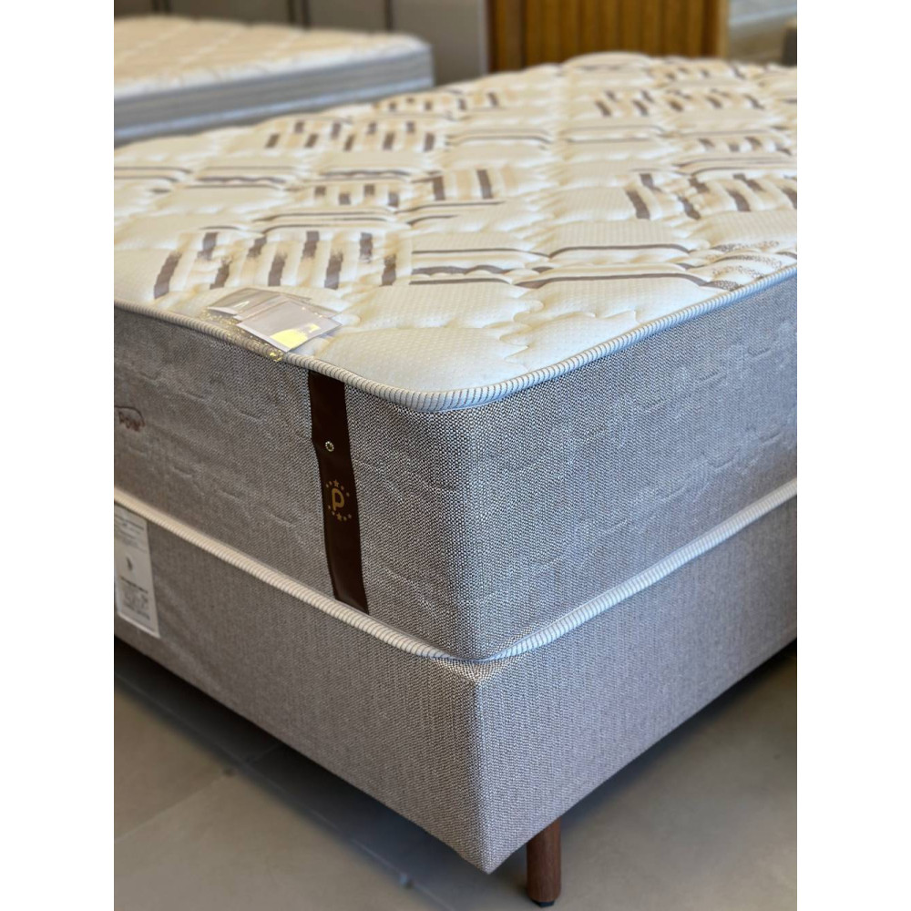 Colchão Casal Molejo Life c/ Molas ensacadas 138x188x33cm + Base Box Casal Life 138x188x25 - Bege