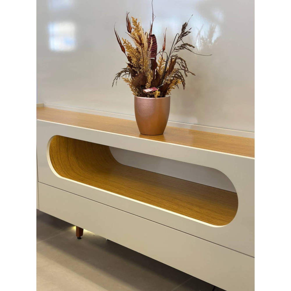 Rack Bancada Nobre C/LED  para Tvs até 70" - Off White/Naturale