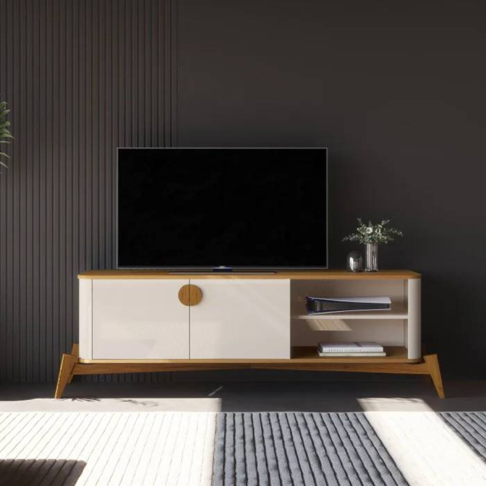 Rack Bancada Buriti 1.4 para Tvs até 55" - Off White/Nature