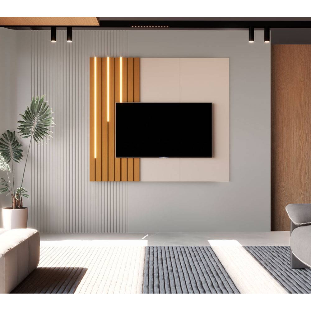 Painel Boto 1.4 para Tvs até 58 ″ c/ Led - Off White/Nature