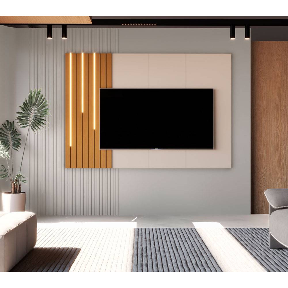 Painel Boto 1.8 para Tvs até 70 ″ c/ Led - Off White/Nature