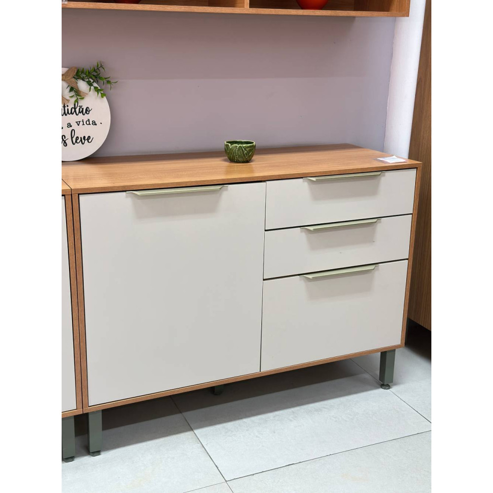 Balcão Divina 2 Gavetas e 2 Portas 120cm - Cinamomo/Off White