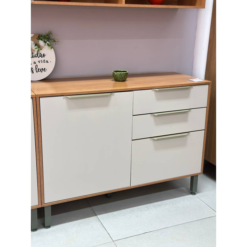 Balcão Divina 2 Gavetas e 2 Portas 120cm - Cinamomo/Off White