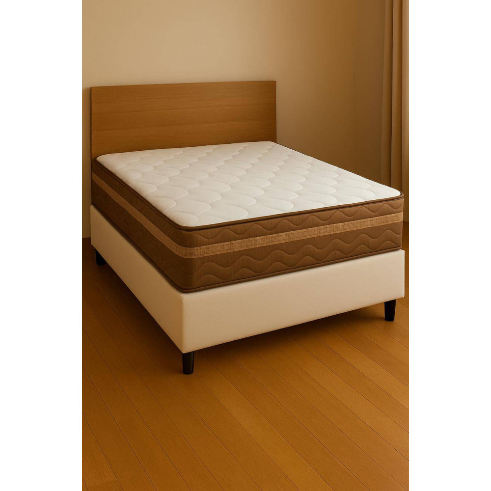 Colchão Ortobom Pantanal Superpocket Casal Molas Ensacadas 25x188x138 + Base Cama Box Casal Courino - Bege