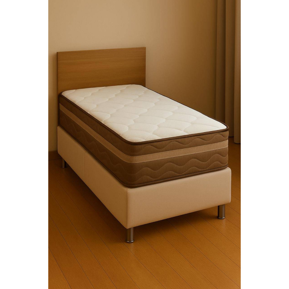 Colchão Ortobom Pantanal Superpocket Solteiro Molas Ensacadas 25x188x88 + Base Solteiro (88x188x23) Courino - Bege