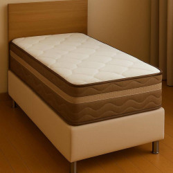 Colchão Ortobom Pantanal Superpocket Solteiro Molas Ensacadas 25x188x88 + Base Solteiro (88x188x23) Courino - Bege