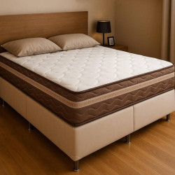 Colchão Ortobom Pantanal Superpocket Queen Molas Ensacadas 158x198x25 + Base Box Queen Bipartido 79x198 Courino - Bege