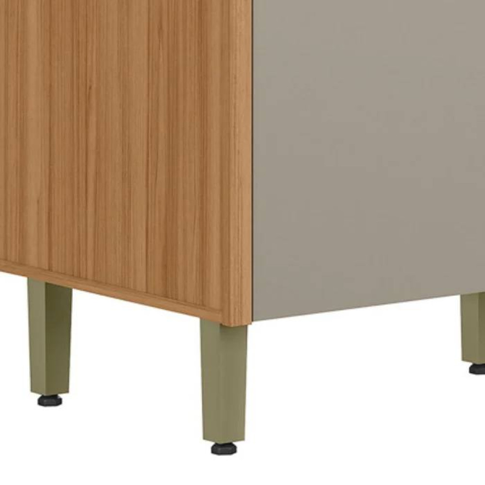 Balcão c/ Tampo c/ 2 portas e 3 Gavetas 120cm Allure - Jequitibá/Gris Fosco