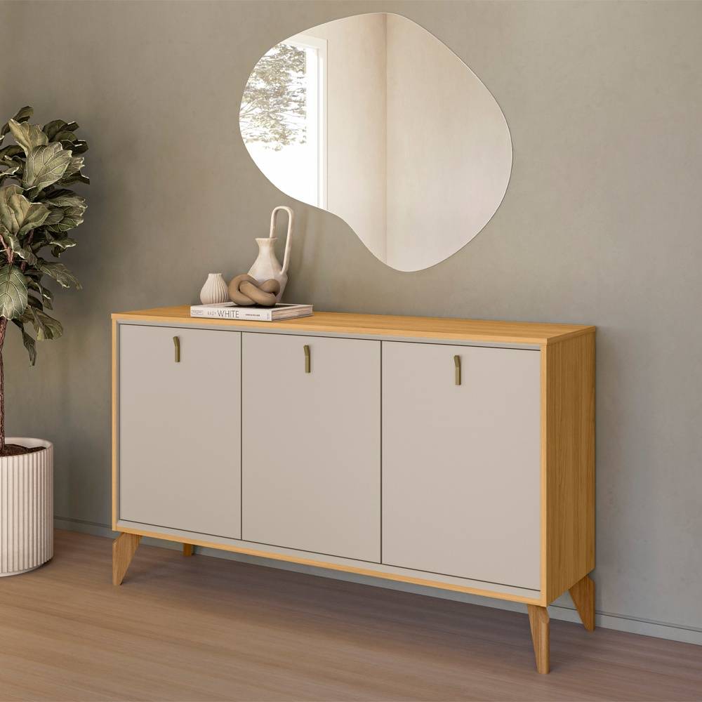 Aparador Buffet Aura 1.4 c/ 3 portas - Tauari/Off White Fosco  