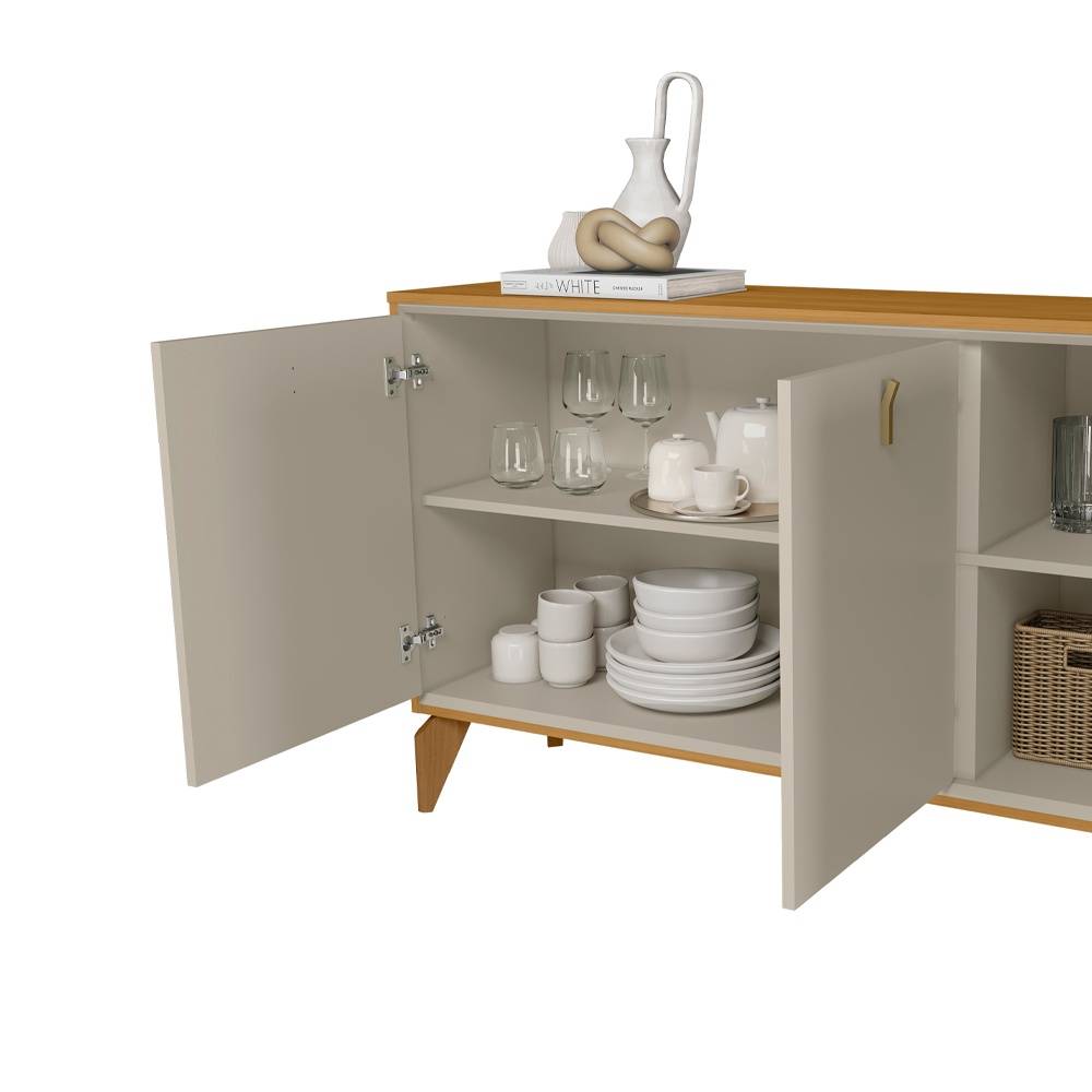 Aparador Buffet Aura 1.4 c/ 3 portas - Tauari/Off White Fosco  