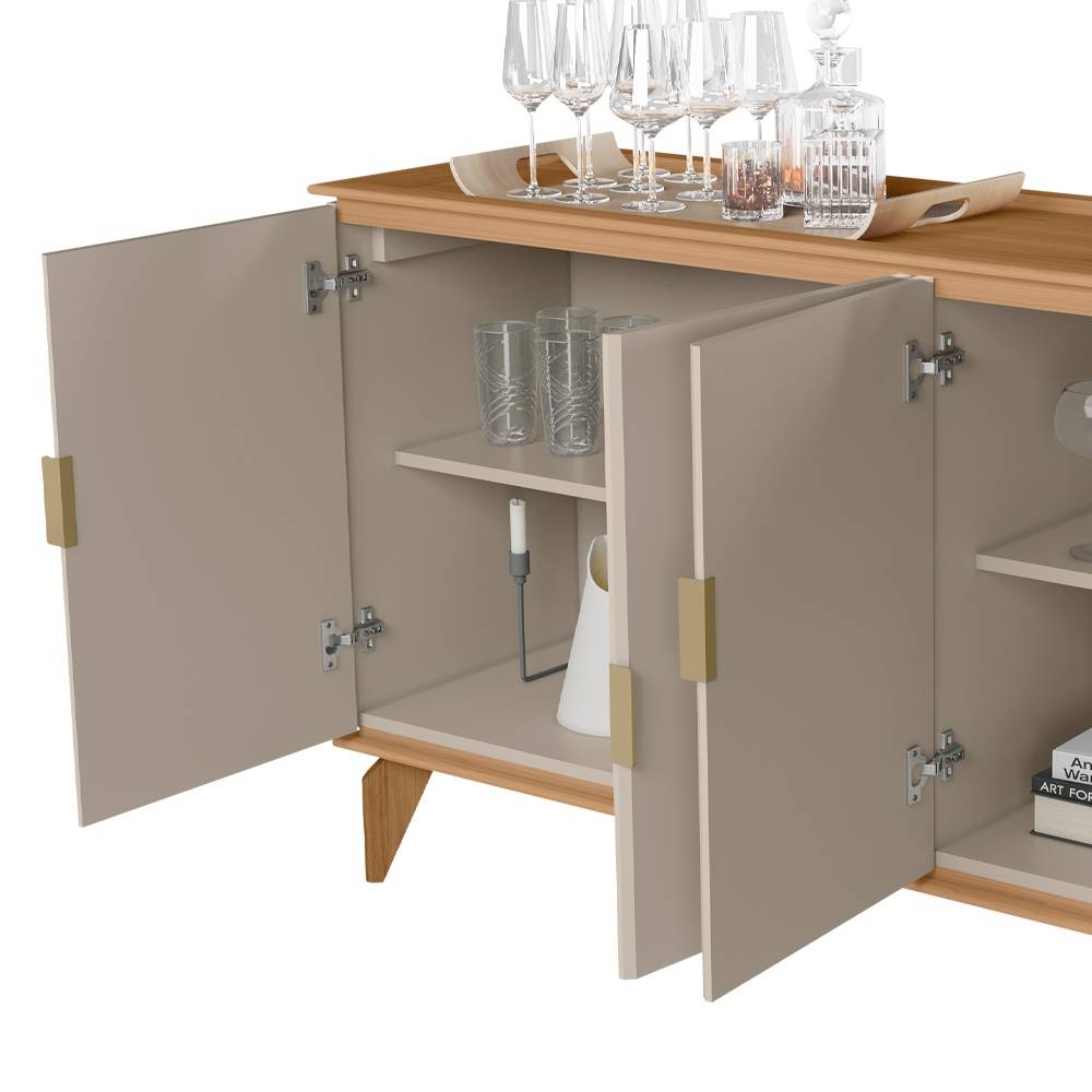 Aparador Buffet Evora 1.6  c/4 portas - Jequitiba/Off White Fosco 