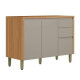 Balcão c/ Tampo c/ 2 portas e 3 Gavetas 120cm Allure - Jequitibá/Gris Fosco