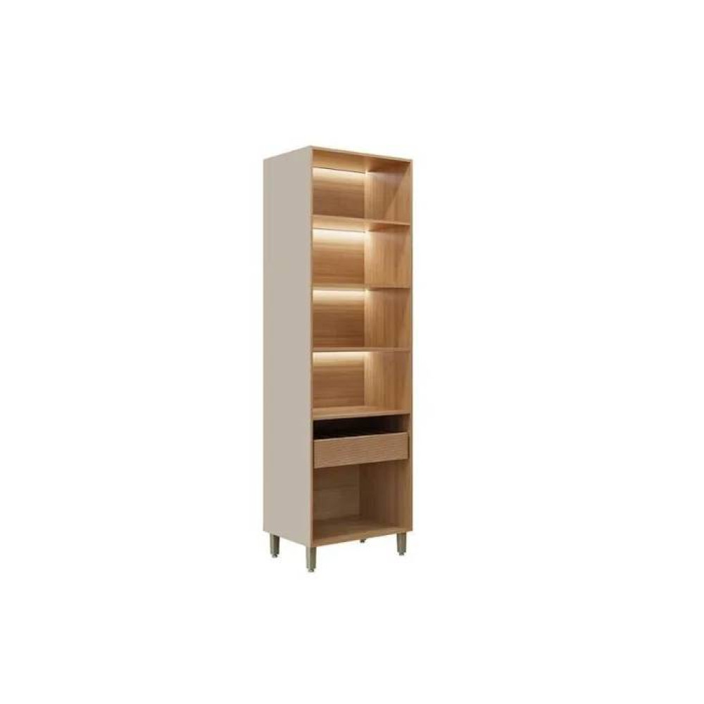 Cristaleira Allure C/ 2 Portas 1 Gaveta e C/ Led 70cm - Jequitiba/Gris Fosco 