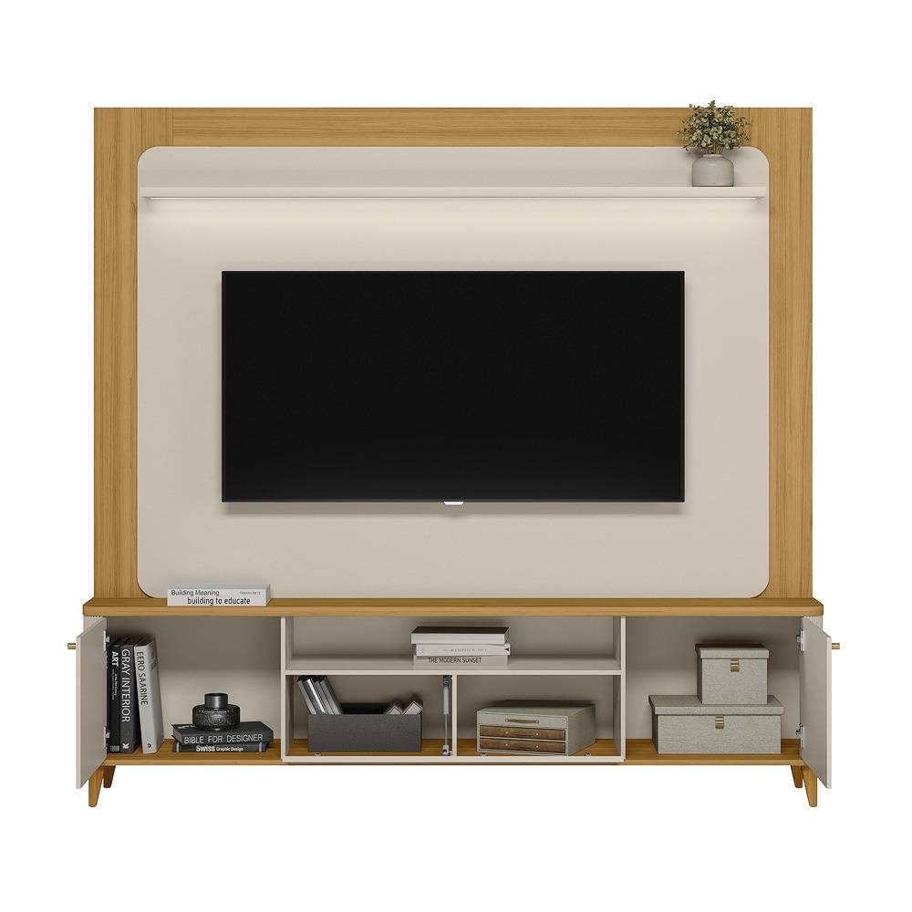 Estante Home Munique c/ Led para Tvs até 70 " -  Tauari/Off White Fosco