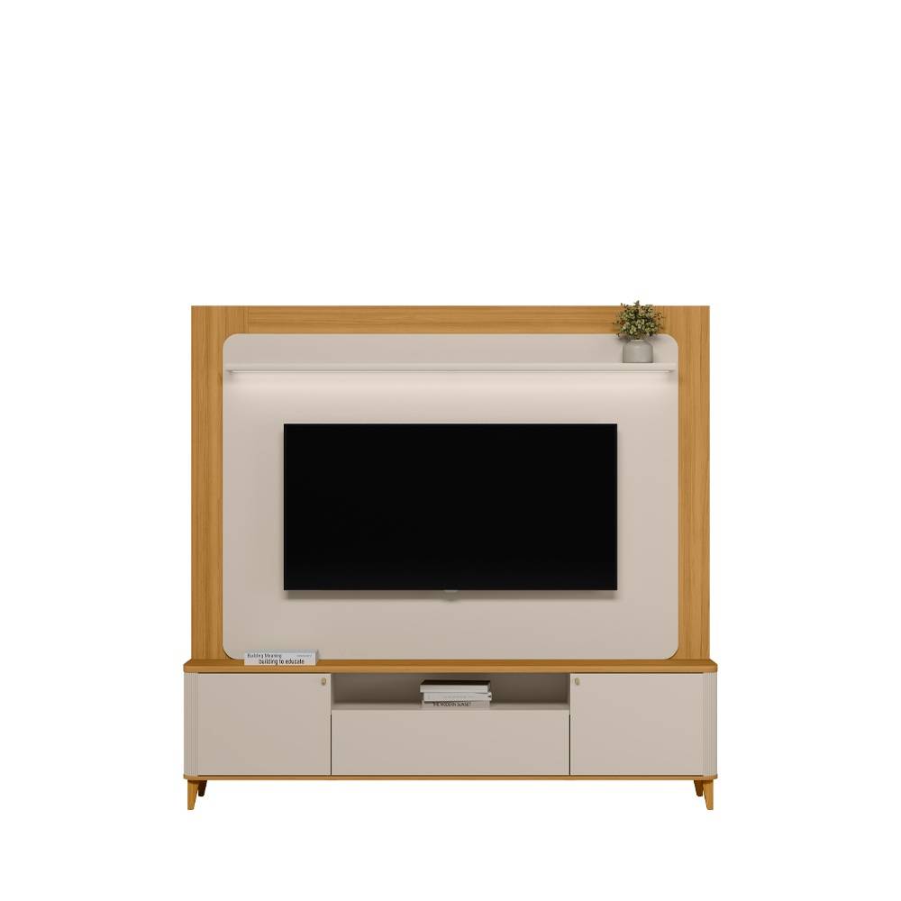 Estante Home Munique c/ Led para Tvs até 70 " -  Tauari/Off White Fosco