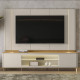 Rack Bancada Santorini c/ Painel Santorini c/ Led para Tvs até 75" - Tauari/Off White Fosco