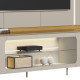 Rack Bancada Santorini c/ Painel Santorini c/ Led para Tvs até 75" - Tauari/Off White Fosco