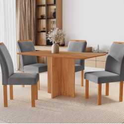 Mesa de Jantar Salinas 120x80 c/ 4 Cadeiras Londres Cinza - Cinamomo Mesa de Jantar Salinas 120x80 c/ 4 Cadeiras Londres Cinza - Cinamomo