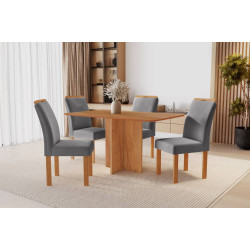 Mesa de Jantar Salinas 120x80 c/ 4 Cadeiras Londres Cinza - Cinamomo