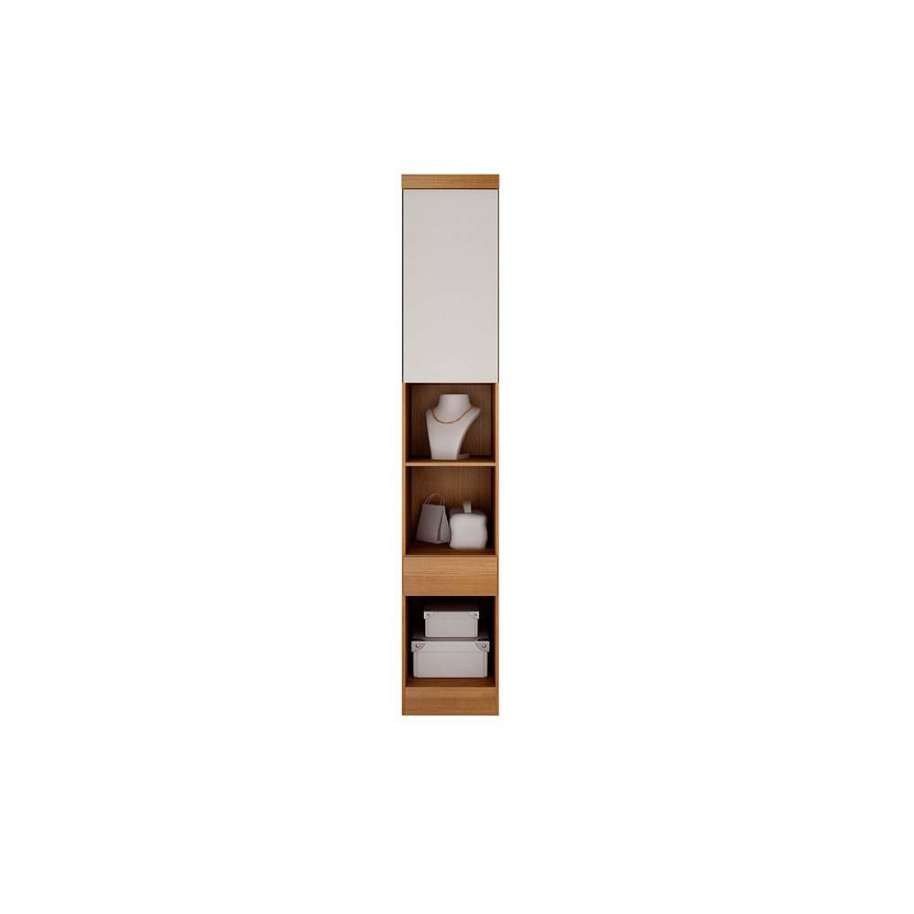 Guarda Roupa Rizon Módulo Mesa de Cabeceira 1 Porta 1 Gaveta Novo Horizonte - Cinamomo/Off White