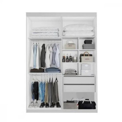 Guarda Roupa Solteiro Buzios c/ Espelho 2 Portas c/ 2 Gavetas - Branco