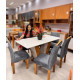 Mesa de Jantar Qatar 160x80 c/ 6 Cadeiras Dubai Veludo Cinza - Cinamomo / Off White