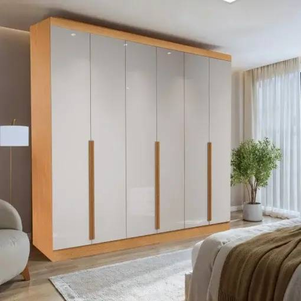 Guarda Roupa Casal Alvorada 6 Portas c/ 6 Gavetas - Nature /Off White