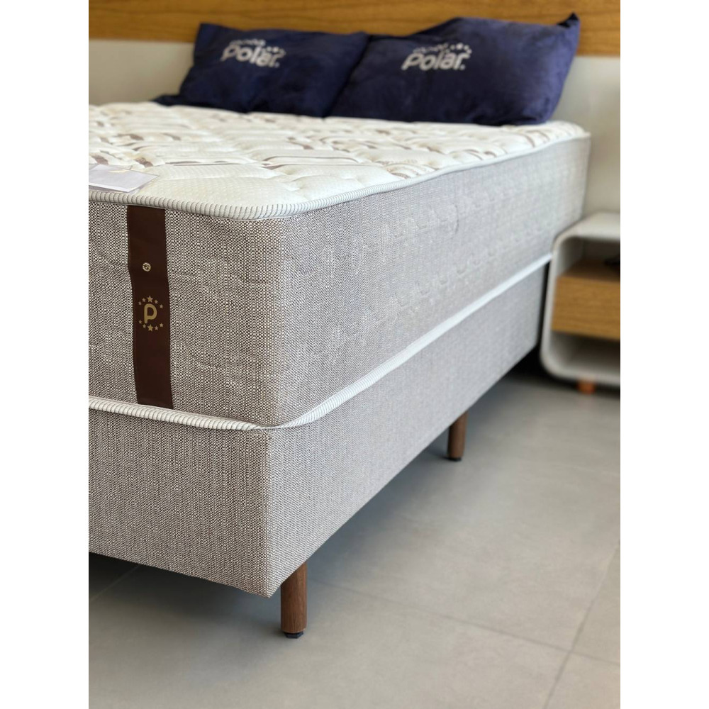 Colchão Casal Molejo Life c/ Molas ensacadas 138x188x33cm + Base Box Casal Life 138x188x25 - Bege