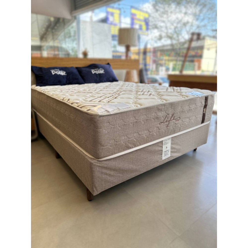 Colchão Casal Molejo Life c/ Molas ensacadas 138x188x33cm + Base Box Casal Life 138x188x25 - Bege