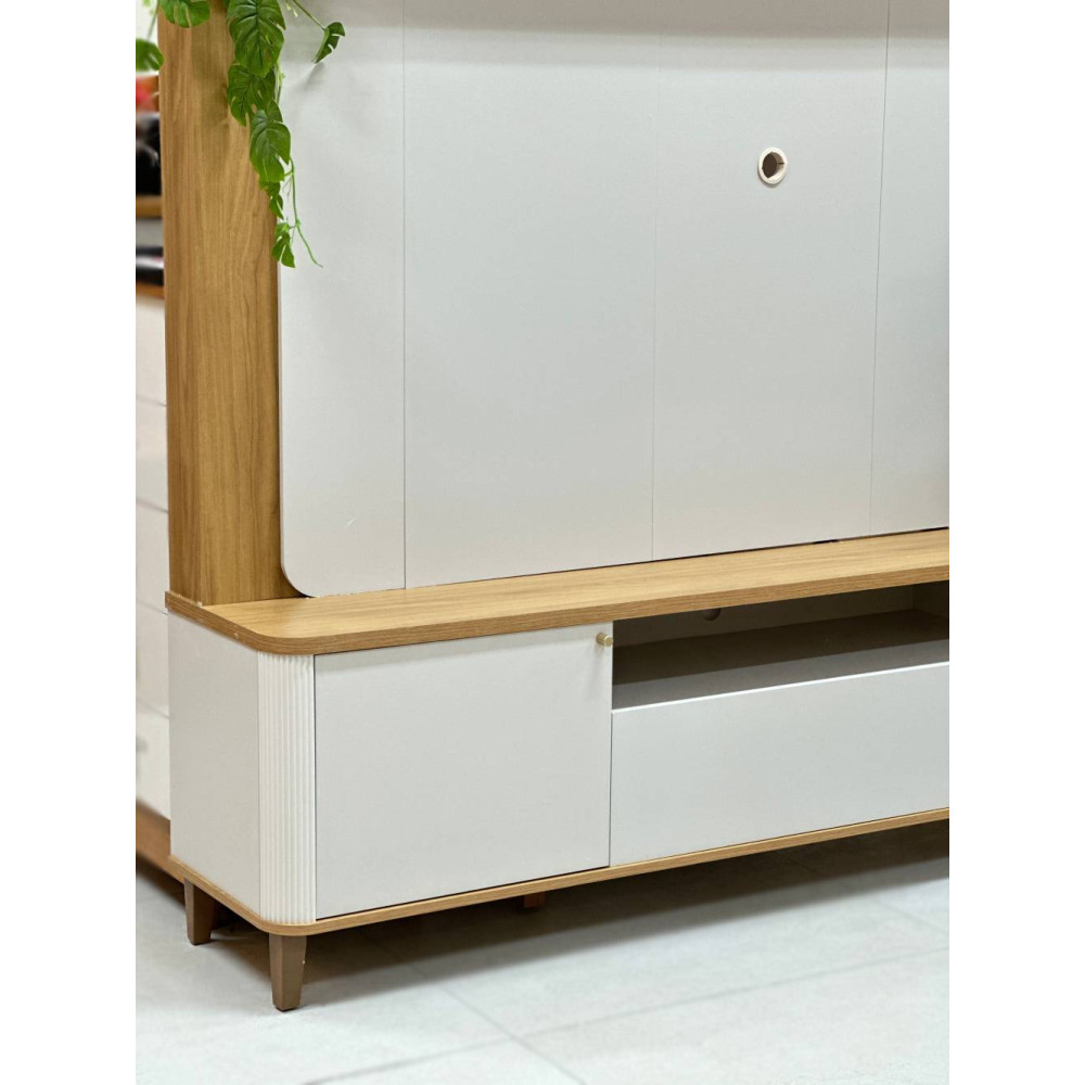 Estante Home Munique c/ Led para Tvs até 70 " -  Tauari/Off White Fosco