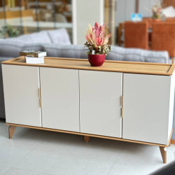 Aparador Buffet Evora 1.6  c/4 portas - Jequitiba/Off White Fosco 