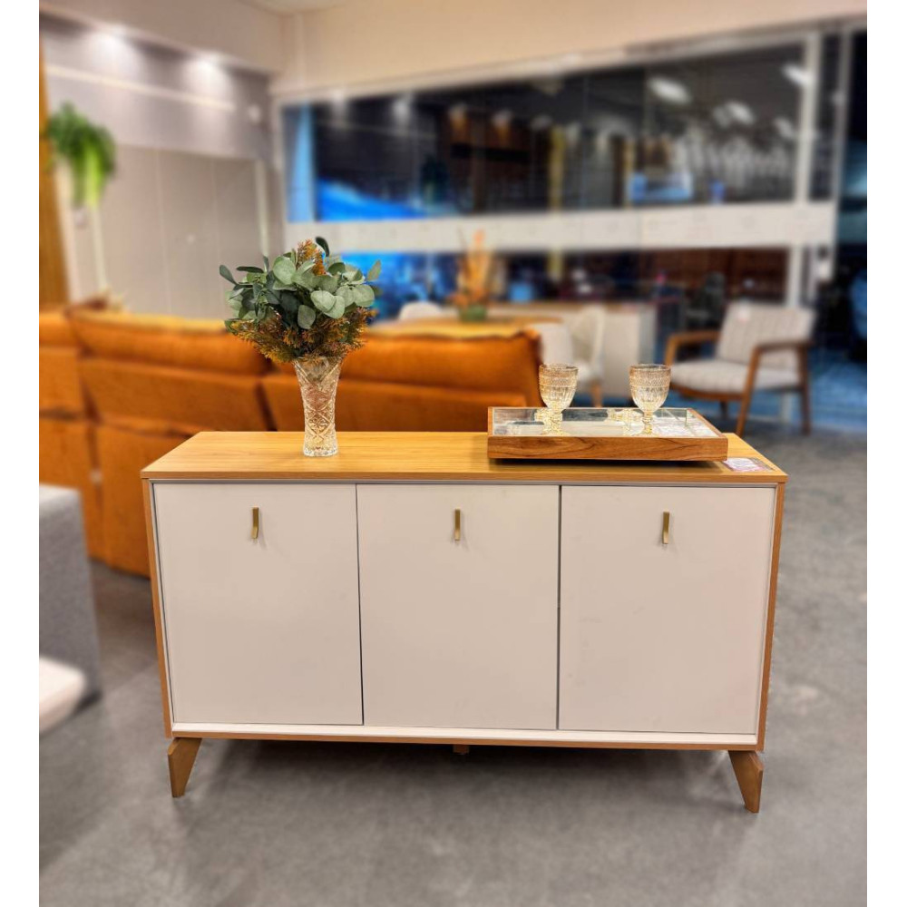 Aparador Buffet Aura 1.4 c/ 3 portas - Tauari/Off White Fosco  