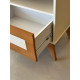 Mesa de Cabeceira City c/ 1 Gaveta - Off White/Cedro