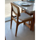 Mesa de Jantar Tália 180 cm Tampo vidro Off White com 6 cadeiras Turquia Premium tela madeira - Linho Bege