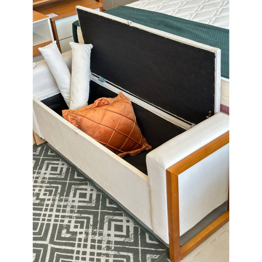  Recamier Baú Imperial Casal 130cm - Bege