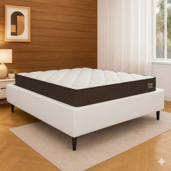 Colchão Lion Casal com Molas Ensacadas 22x188x138cm + Base Cama Box Casal Courino - Branco