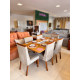 Mesa de Jantar Nevada 180x90cm Tampo Laminado com 6 cadeiras Nevada - Veludo Capuccino
