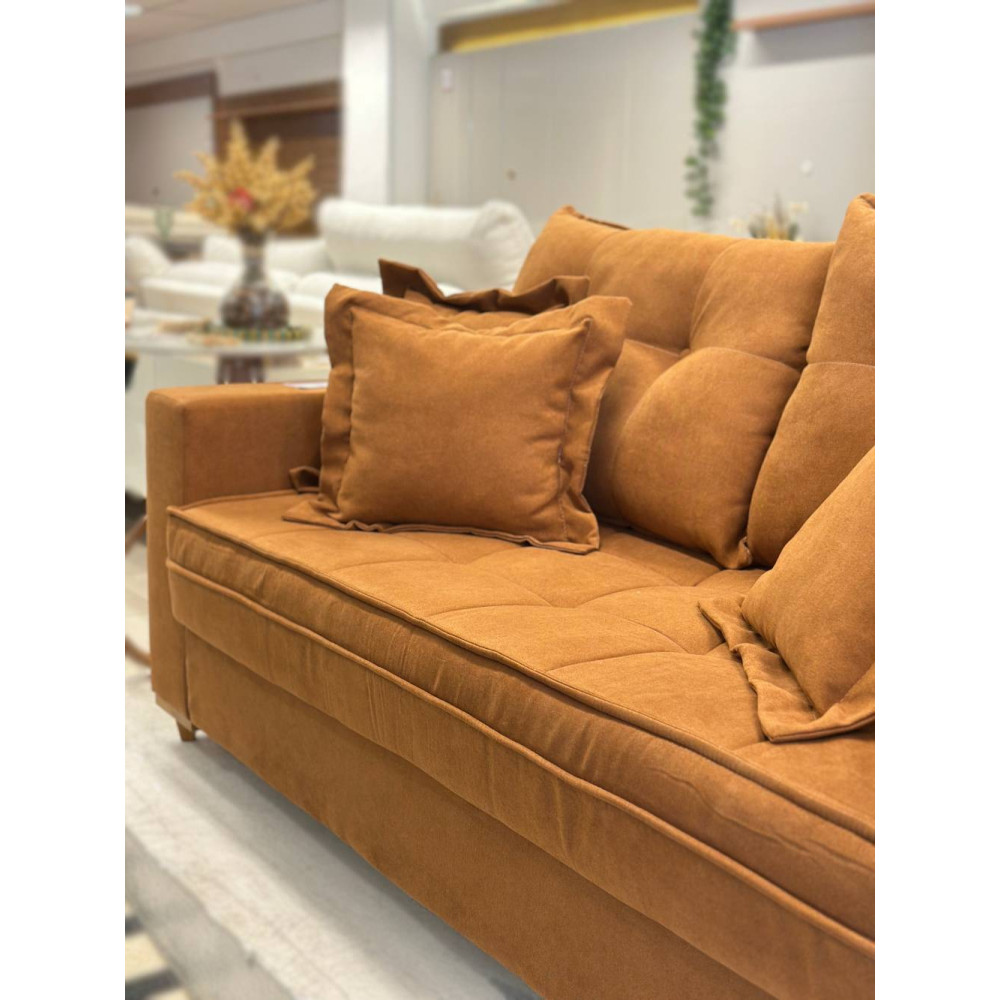 Sofá Living Jadore Confort 3 lugares Linho - Terracota 5049