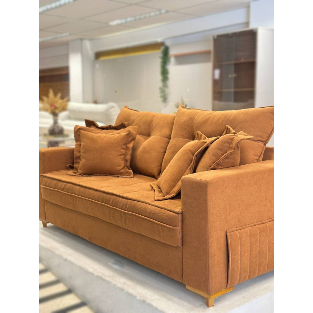 Sofá Living Jadore Confort 3 lugares Linho - Terracota 5049