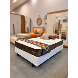 Colchão Lion Casal com Molas Ensacadas 22x188x138cm + Base Cama Box Casal Courino - Branco